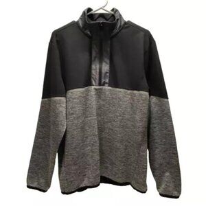 Calvin Klein 1/2 Zip Adult 44” Chest Black Gray No Size Tag Lightweight Sweater